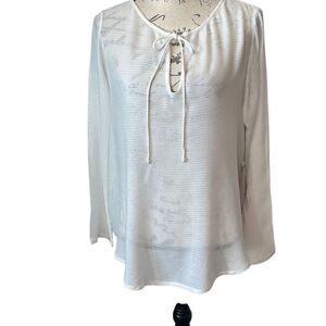 O’Neill Creme Sheer Modal Long Sleeve Beach Boho Blouse M